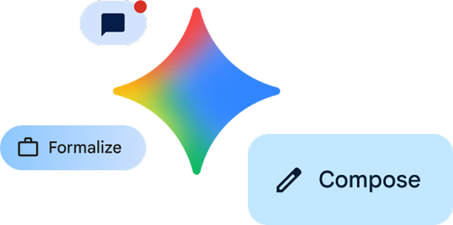 Image of Google Gemini logo and calls to action from the Google Workspace